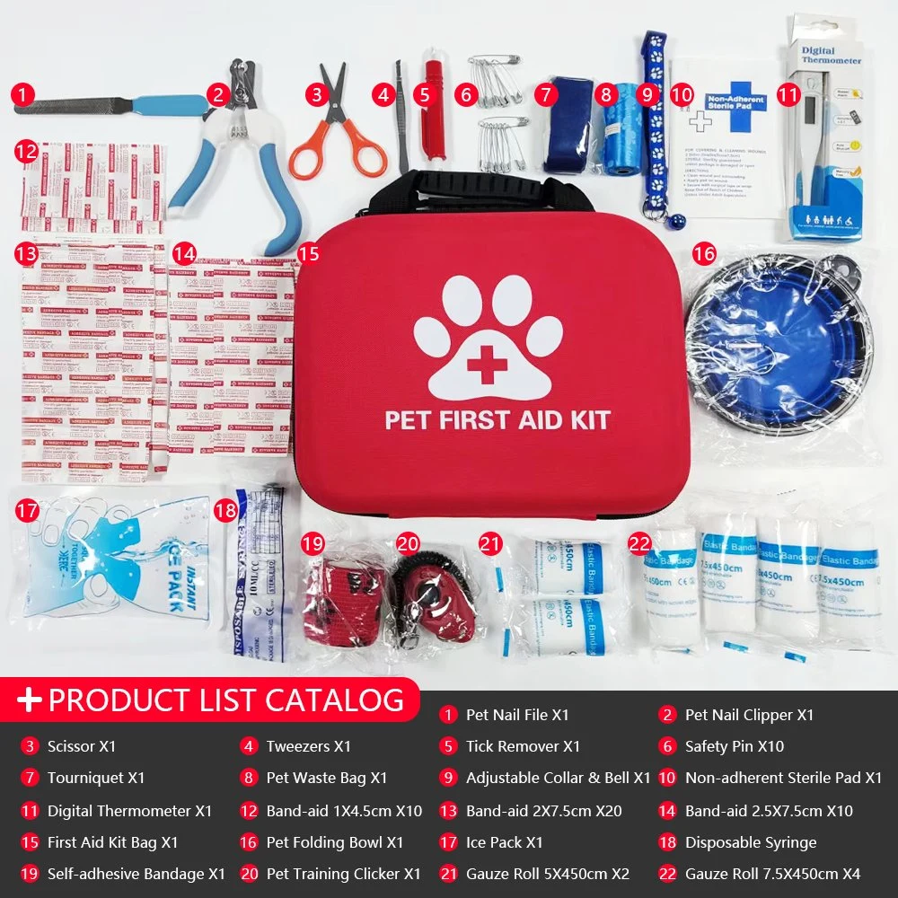 Portable EVA Waterproof Emergency Dog Cat Pet First Aid Bag Kit for Outdoor Travel Camping with Medical Supplies Wholesale